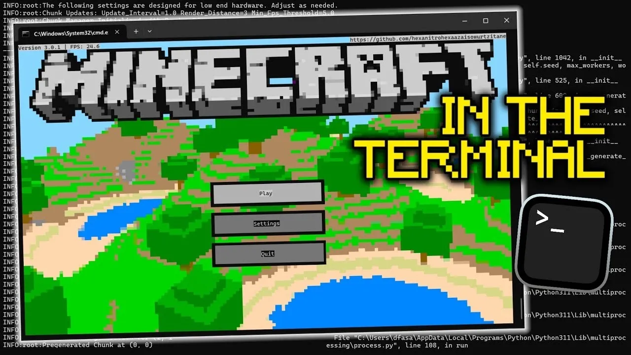 Thumbnail of Minecraft in the terminal, devlog 2